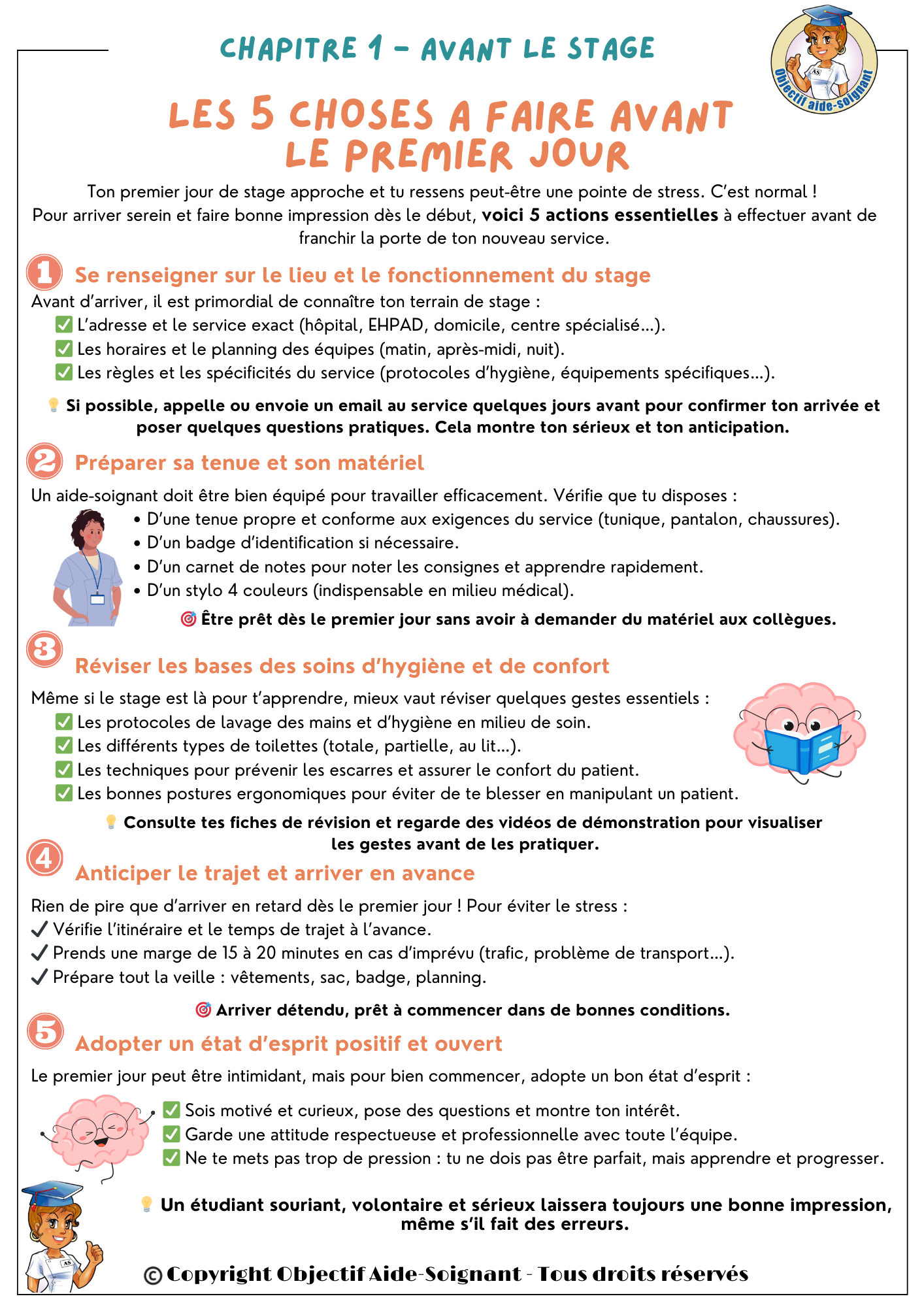 Guide de survie des stages aides-soignants. Toutes les étapes pour réussir son stage aide-soignant